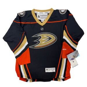 Youth Kids Size 4-7 Anaheim Ducks Alternate Reebok Premier Stitched Black Jersey